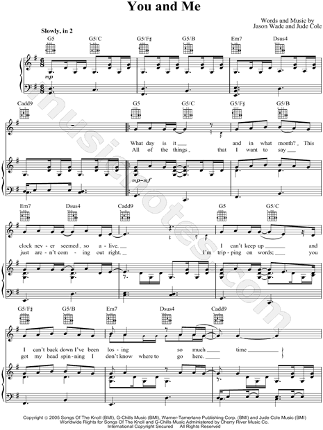 Lifehouse You And Me Sheet Music In G Major Transposable Download Print Sku Mn0050545