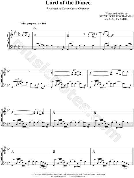 Steven Curtis Chapman Lord Of The Dance Sheet Music In Major Transposable Download Print Sku Mn