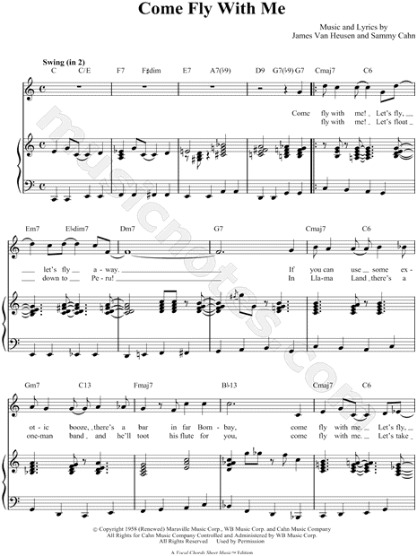 Frank Sinatra Come Fly With Me Sheet Music In C Major