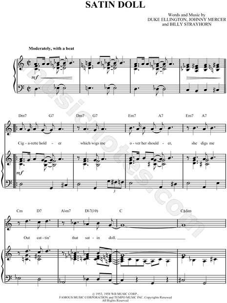 Duke Ellington Satin Doll Sheet Music In C Major Transposable Download Print Sku Mn0051883