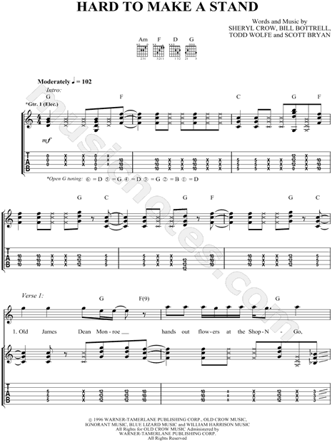 Sheryl Crow Hard To Make A Stand Guitar Tab In C Major Download Print Sku Mn