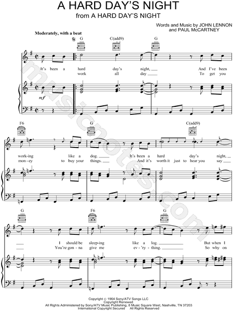 The Beatles A Hard Day S Night Sheet Music In G Major Download Print Sku Mn The Beatles A Hard Day S Night Sheet Music In G Major Download Print Sku Mn