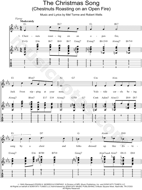 Mel Tormé "The Christmas Song (Chestnuts Roasting on an Open Fire)" Guitar Tab in Eb Major ...