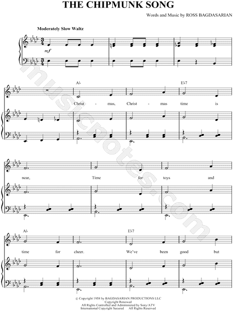 Alvin and the Chipmunks "The Chipmunk Song" Sheet Music in Ab Major (transposable) - Download ...