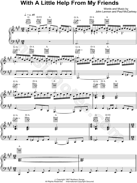 Joe Cocker With A Little Help From My Friends Sheet Music In A Major Transposable Download Print Sku Mn