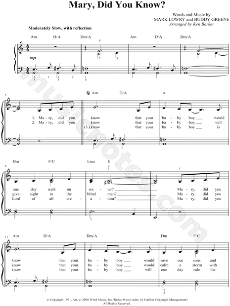 Chord Chart For Mary Did You Know