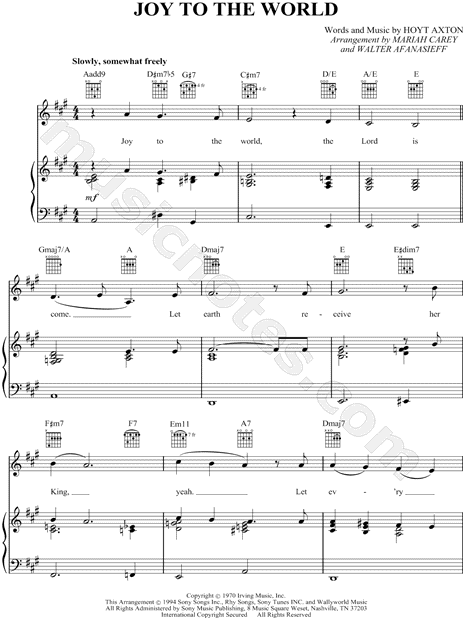 Mariah Carey Joy To The World Sheet Music In A Major Transposable Download Print Sku Mn Mariah Carey Joy To The World Sheet Music In A Major Transposable Download Print Sku Mn