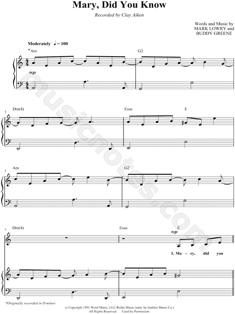 Chord Chart For Mary Did You Know