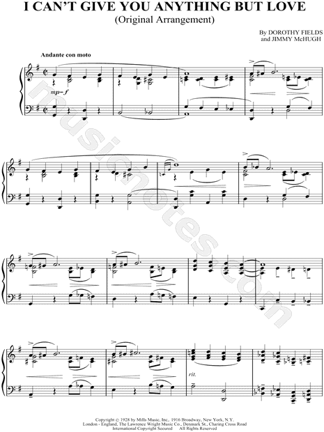 Cab Calloway "I Can't Give You Anything But Love" Sheet Music (Piano Solo) in G Major - Download ...