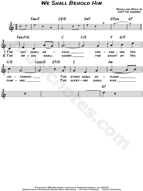 Vickie Winans "We Shall Behold Him" Sheet Music (Leadsheet) in C Major (transposable) - Download ...