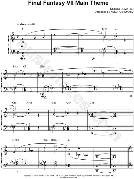 "Final Fantasy VII Main Theme" from 'Final Fantasy' Sheet Music (Easy