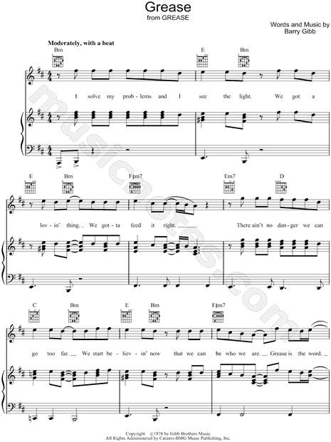 cartucho En otras palabras curva Frankie Valli "Grease" Sheet Music in B Minor (transposable) - Download &  Print - SKU: MN0056919