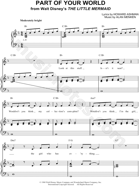 Part Of Your World From The Little Mermaid Sheet Music In F Major Transposable Download Print Sku Mn