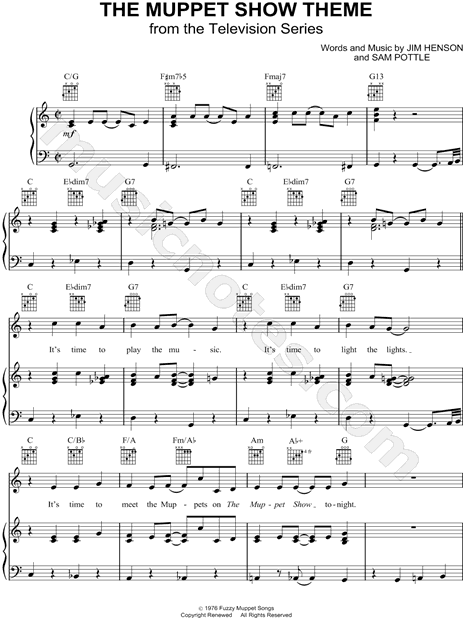 muppet theme muppets sheet piano guitar songs musicnotes major chords