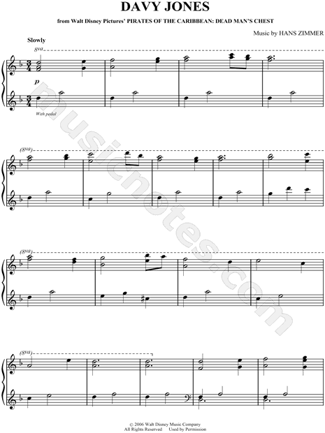 Davy Jones From Pirates Of The Caribbean Dead Man S Chest Sheet Music Piano Solo In D Minor Transposable Download Print Sku Mn0057101
