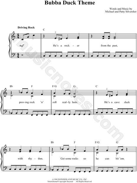 Print and download sheet music for Bubba Duck Theme from DuckTales. 