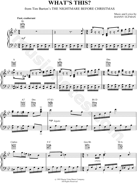 "What's This?" from 'The Nightmare Before Christmas' Sheet Music in Bb Major (transposable ...