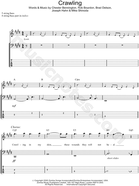 Includes Bass TAB for Voice, range: C#4-B5 or Bass Guitar, range: C#2-C#4 o...
