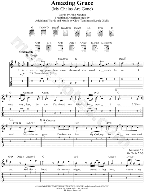 amazing grace easy guitar chords