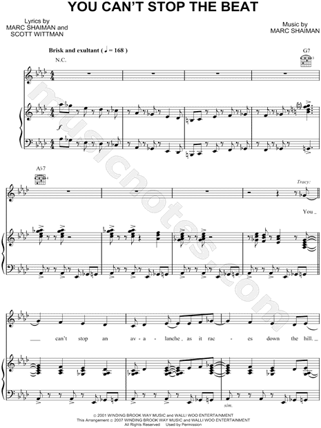 You Can T Stop The Beat From Hairspray Sheet Music In Ab Major Transposable Download Print Sku Mn