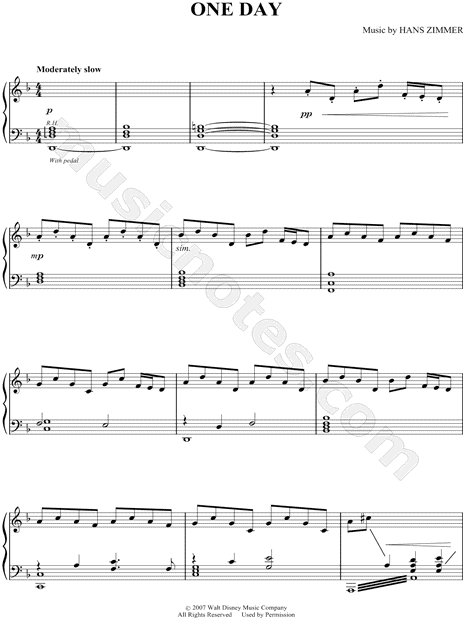 One Day From Pirates Of The Caribbean At World S End Sheet Music Piano Solo In D Minor Transposable Download Print Sku Mn