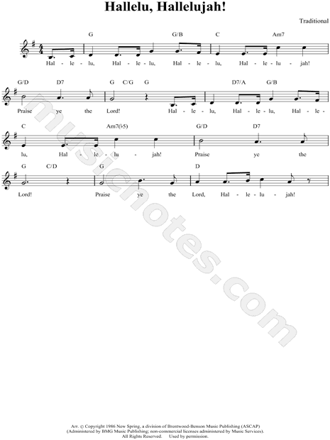 Branches Children's Choir "Hallelu, Hallelujah!" Sheet Music (Leadsheet