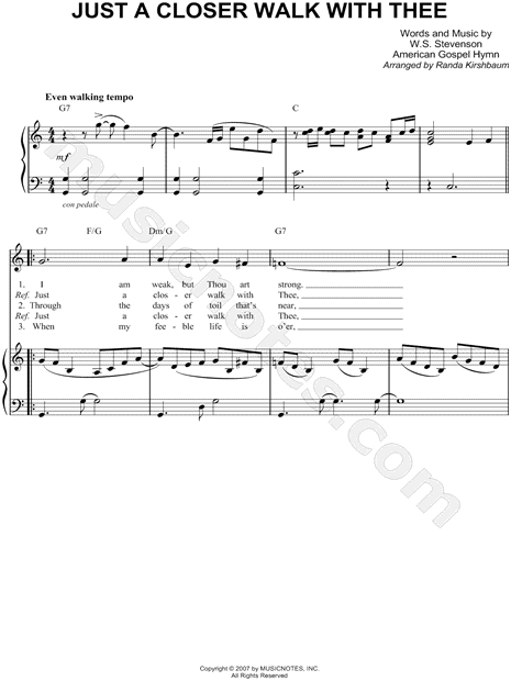 W. S. Stevenson "Just a Walk with Thee" Sheet Music in C Major (transposable) - Download & - SKU: MN0059126