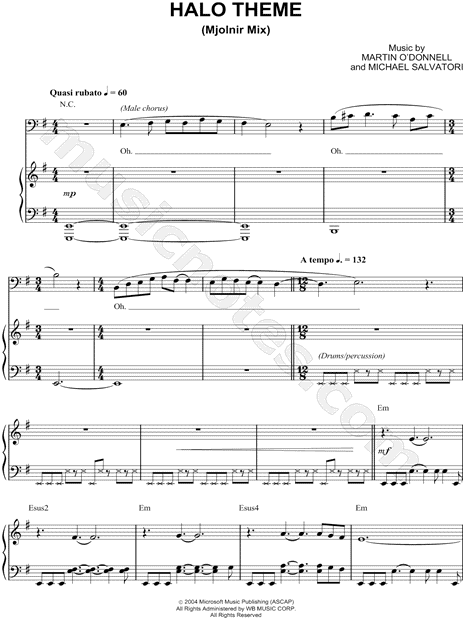 Halo Theme From Halo Sheet Music In E Minor Transposable Download Print Sku Mn0059539 Halo — main theme 02:47. halo theme from halo sheet music in