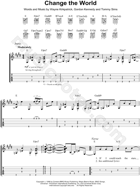 Eric Clapton Change The World Guitar Tab In E Major Download Print Sku Mn