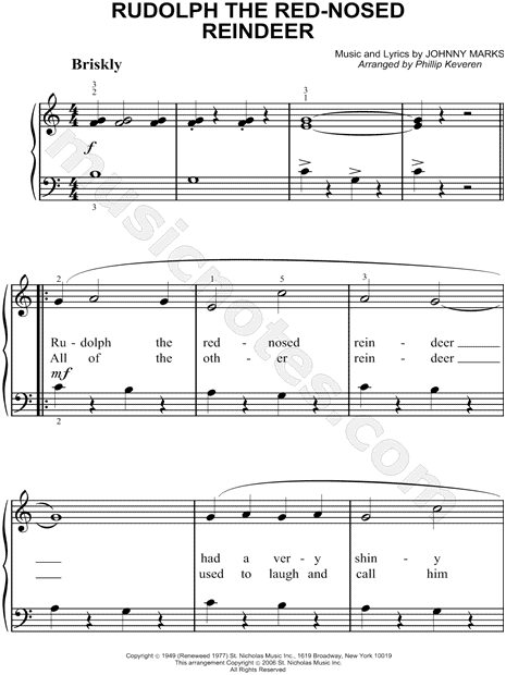 følelse Habitat Vågn op Rudolph the Red-Nosed Reindeer" from 'Rudolph the Red-Nosed Reindeer' Sheet  Music (Piano Solo) in C Major - Download & Print - SKU: MN0059764