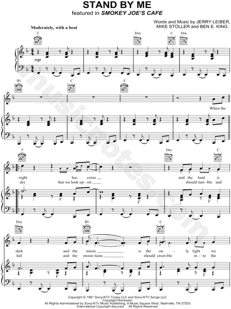 Ben E King Stand By Me Sheet Music In F Major Transposable Download Print Sku Mn