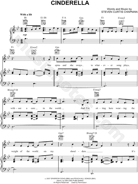 Steven Curtis Chapman Cinderella Sheet Music In Major Transposable Download Print Sku Mn