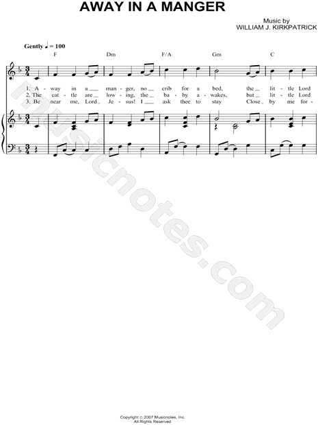 William J Kirkpatrick Away In A Manger Sheet Music In F Major