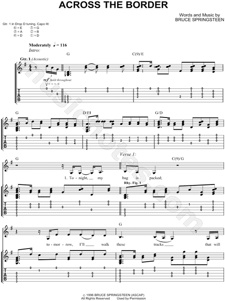 frequentie Competitief expositie Bruce Springsteen "Across the Border" Guitar Tab in G Major - Download & Print - SKU: MN0061685 frequentie Competitief expositie Bruce Springsteen "Across the Border" Guitar Tab in G Major - Download & Print - SKU: MN0061685