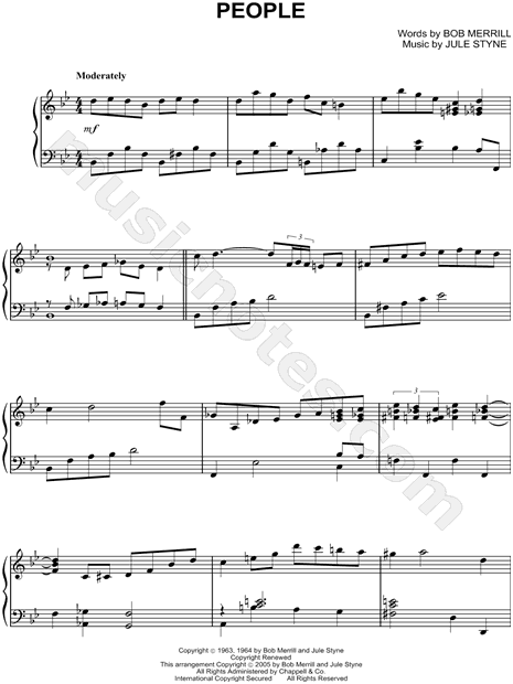 Barbra Streisand People Sheet Music Piano Solo In Major Download Print Sku Mn