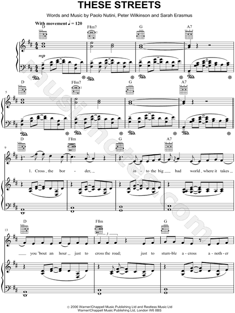 Paolo Nutini These Streets Sheet Music In D Major Download