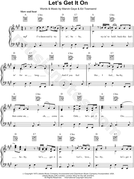 Print and download Let's Get It On sheet music by Marvin Gaye. 