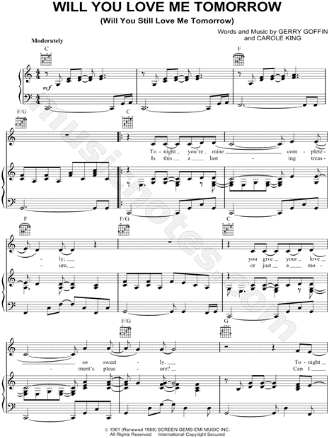 Carole King "Will You Love Me Tomorrow" Sheet Music in C ...