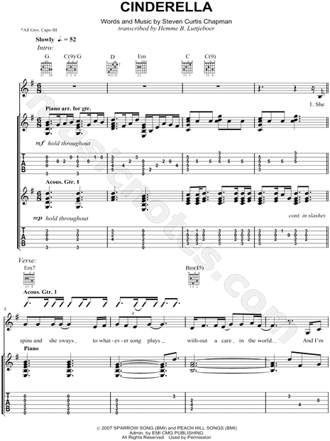 Steven Curtis Chapman Cinderella Guitar Tab In G Major Download Print Sku Mn