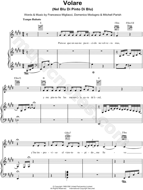 Gipsy Kings Volare Sheet Music In E Major Download Print Sku Mn