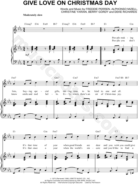 The Jackson 5 "Give Love on Christmas Day" Sheet Music in Eb Major (transposable) - Download ...