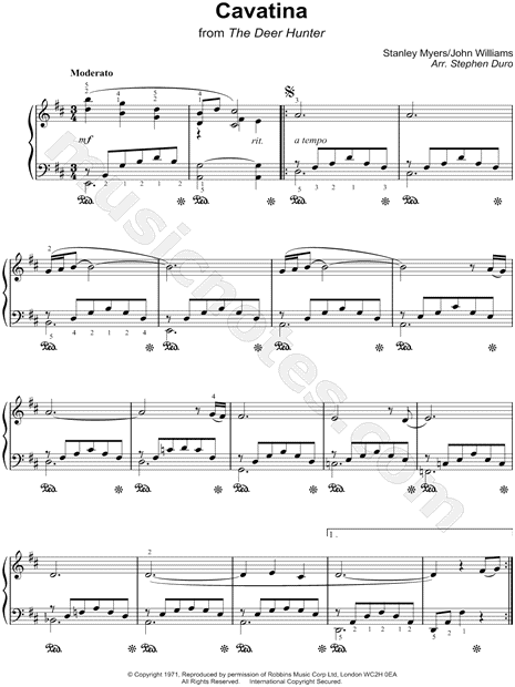 africano Señuelo Flotar Cavatina" from 'The Deer Hunter' Sheet Music (Piano Solo) in D Major  (transposable) - Download & Print - SKU: MN0065770