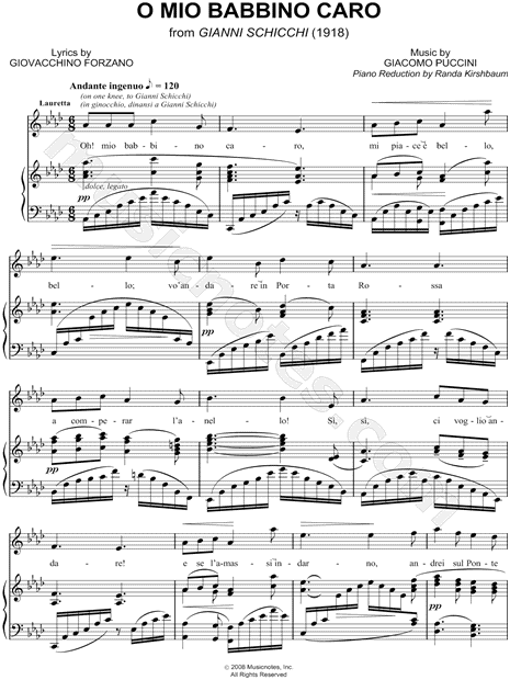 Fellow frequency sensitivity Giacomo Puccini "Gianni Schicchi: "O mio babbino caro"" Sheet Music in Ab  Major (transposable) - Download & Print - SKU: MN0066674
