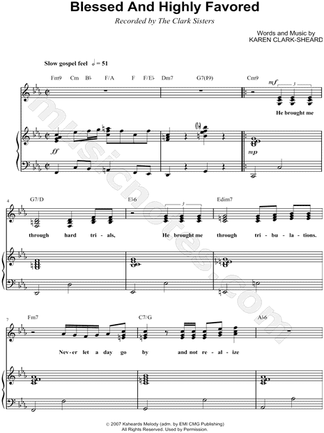 Sheet Music,Blessed and Highly Favored,digital,download,sheetmusic,notation...