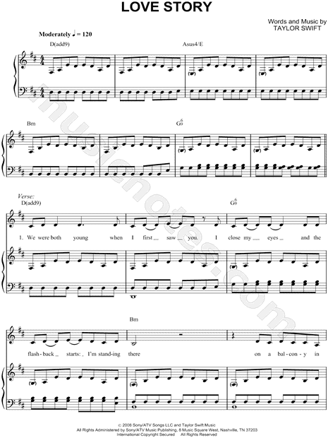 Taylor Swift Love Story Sheet Music In D Major