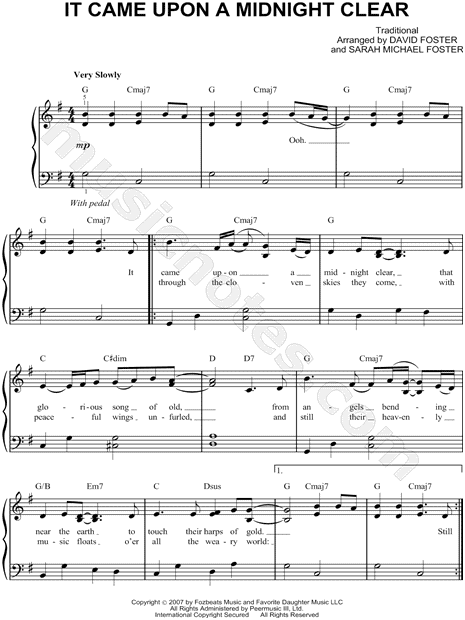 Josh Groban It Came Upon A Midnight Clear Sheet Music Easy Piano In G Major Download Print Sku Mn