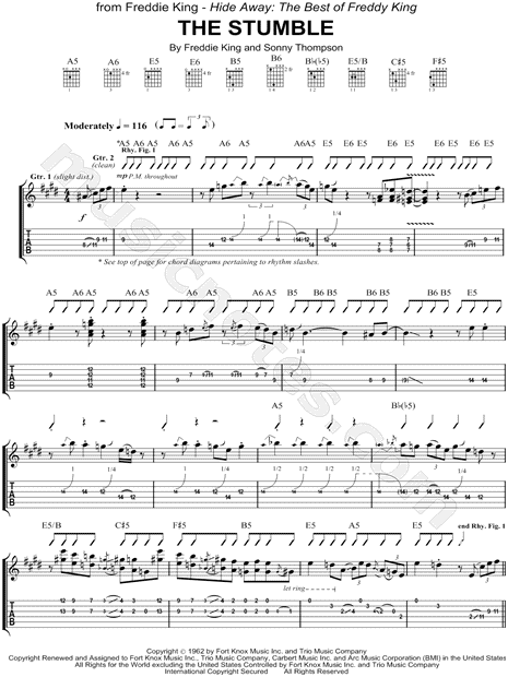 Freddie King "The Stumble" Guitar Tab in E Major ...