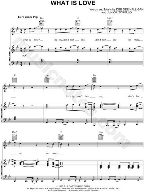 Haddaway What Is Love Sheet Music In Bb Major Transposable