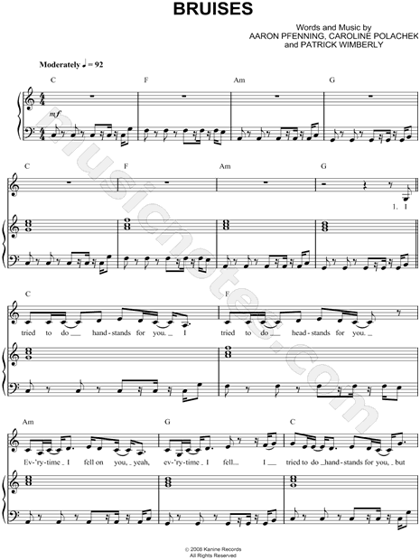 Chairlift Bruises Sheet Music In C Major Transposable Download Print Sku Mn0069175 305 x 408 jpeg 19 kb. aud