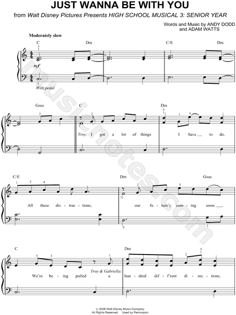 Zac Efron Just Wanna Be With You Sheet Music Easy Piano In C Major Transposable Download Print Sku Mn